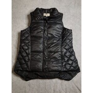 G.H. Bass Women's Black Duck Down Puffer Vest Black White Cloth Back Large